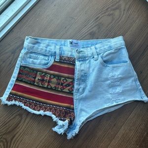 Artisan print, Jean booty shorts